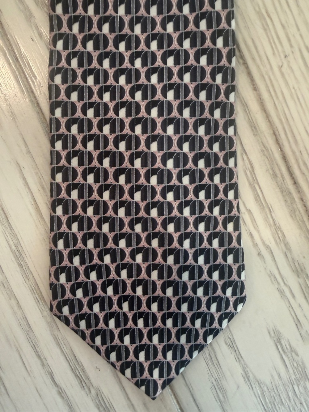 Stafford Vintage 100% Silk Tie black pink white mid century modern made in USA